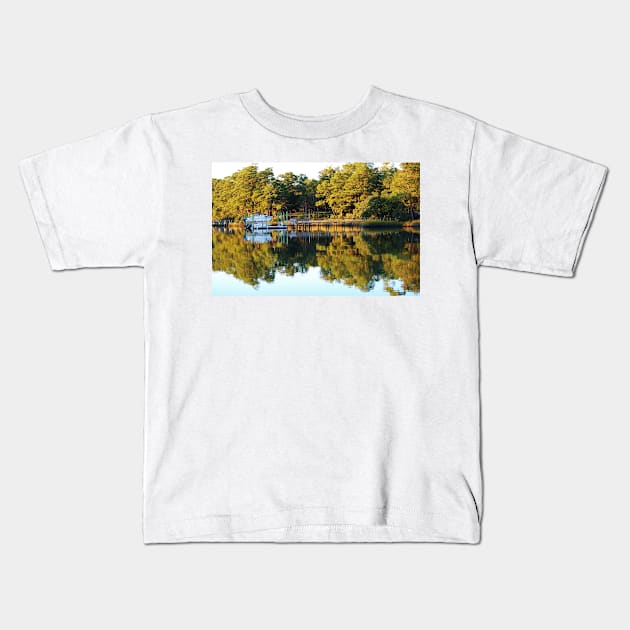 Reflection Of Trees Kids T-Shirt by Cynthia48